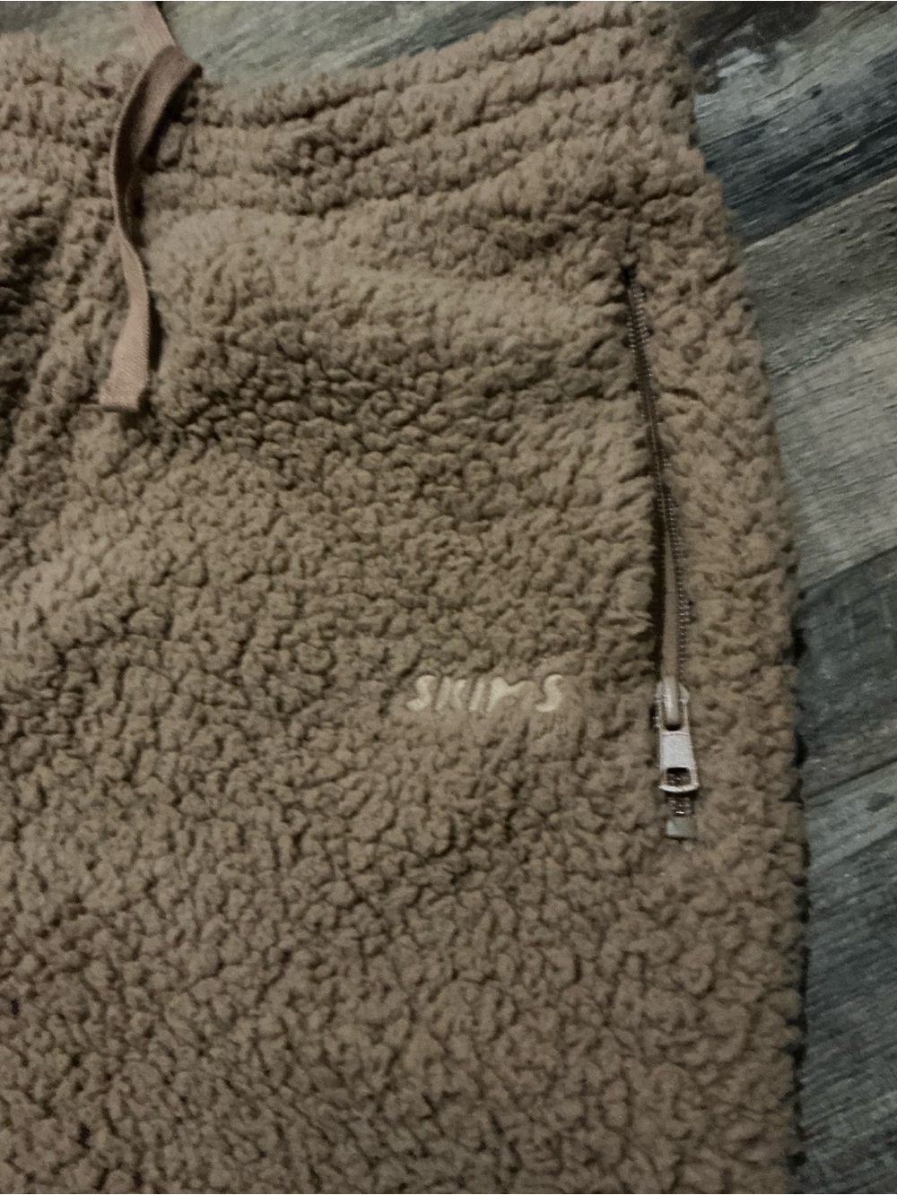 SKIMS Brown Sherpa Jogger Pants with Zipper Pockets